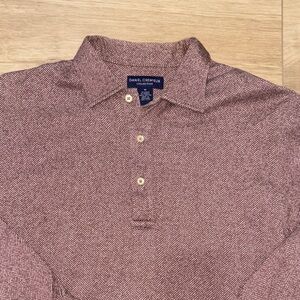 Daniel Cremieux Men's Burgundy Herringbone long sleeve polo Shirt size medium